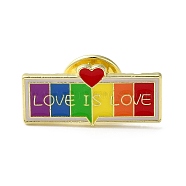 Pride Rainbow Enamel Pins, Golden Alloy Brooch, Speech Bubble, 12x25x1.5mm(JEWB-Z011-01E-G)