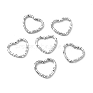 50Pcs Iron Linking Rings, Textured Open Rings, Platinum, Heart, 12x14x2mm, Inner Diameter: 9x11mm(IFIN-E017-02C-P)