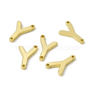 Rack Plating Brass Connector Charms, Real 18K Gold Plated, Long-Lasting Plated, Cadmium Free & Nickel Free & Lead Free, Letter Links, Letter.Y, 14x9x1.5mm, Hole: 1mm(KK-C007-38G-Y)