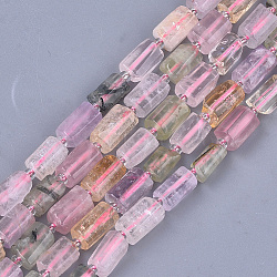 Natural Mixed Quartz Beads Strands, Faceted, Column, 9.5~11x6.5~8x7~8mm, Hole: 0.8mm, about 15~17pcs/strand, 7.28~7.48 inch(G-S345-8x11-016)