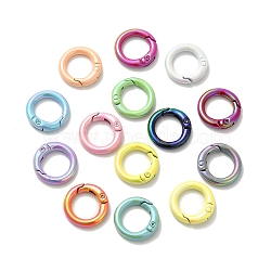 Spray Painted Alloy Spring Gate Ring, Rings, Mixed Color, 20x4.5mm(PALLOY-H131-10)