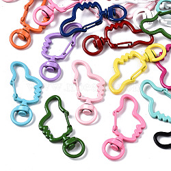 Spray Painted Eco-Friendly Alloy Swivel Snap Hooks Clasps, Cadmium Free & Nickel Free & Lead Free, Gesture Language, Thumbs Up, Mixed Color, 43x21x6mm, Hole: 5x9mm(PALLOY-T080-11-NR)