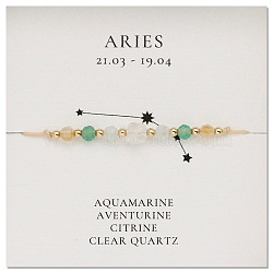 Natural Gemstone Constellation Beaded Bracelets, Aries, Colorful, 11 inch(28cm)(X-NR2952-1)