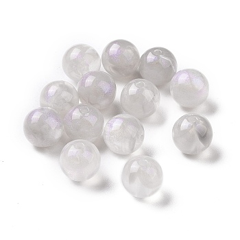 Opaque Acrylic Beads, Glitter Beads, Round, Light Grey, 10.5~11mm, Hole: 2mm, about 510pcs/500g
