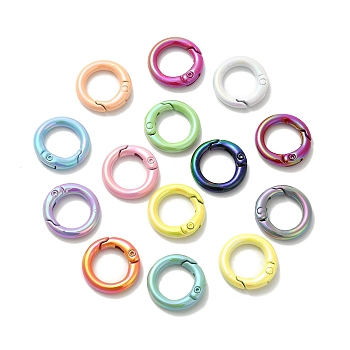 Spray Painted Alloy Spring Gate Ring, Rings, Mixed Color, 20x4.5mm
