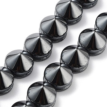 Synthetic Non-Magnetic Hematite Beads Strands, Cone, 9.5x7mm, Hole: 1.5mm, about 42pcs/strand, 15.79 inch(40.1cm)