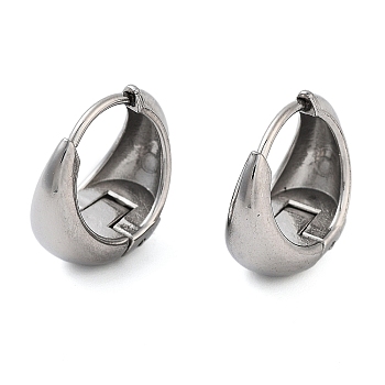 Non-Tarnish 304 Stainless Steel Hoop Earrings, Stainless Steel Color, 15x8mm