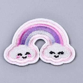 Rainbow Appliques, Computerized Embroidery Cloth Iron on/Sew on Patches, Costume Accessories, Pink, 46x63x1.5mm