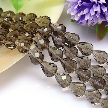 Faceted Teardrop Imitation Austrian Crystal Bead Strands, Grade AAA, Tan, 12x10mm, Hole: 0.9~1mm, about 33pcs/strand, 15.7 inch