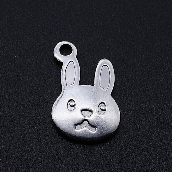 201 Stainless Steel Bunny Pendants, Rabbit, Stainless Steel Color, 15x10x1.5mm, Hole: 1.6mm