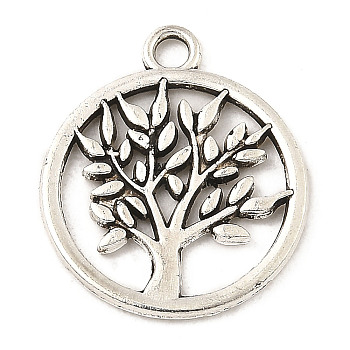 Tibetan Style Alloy Pendants, Tree of Life, Antique Silver, 20x17x1.2mm, Hole: 2mm, about 970pcs/1000g