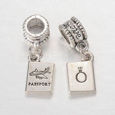 Rectangle with Word Passport Alloy European Dangle Large Hole Pendants(X-MPDL-F017-06)-2