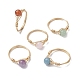 Natural Mixed Gemstone Round Braided Bead Style Finger Rings(RJEW-JR00607)-1