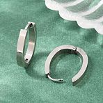 201 Stainless Steel Hoop Earrings, Oval, with 304 Stainless Steel Pin, Stainless Steel Color, 21.5x16.5x3mm(EJEW-T056-03P-02)