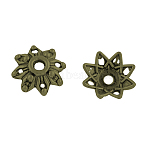 8-Petal Flower Alloy Bead Caps, Tibetan Style, Cadmium Free & Nickel Free & Lead Free, Antique Bronze, 8.5x3mm, Hole: 2mm, about 5000pcs/1000g(TIBEB-155-AB-NR)