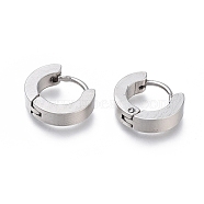 304 Stainless Steel Huggie Hoop Earrings, Hypoallergenic Earrings, Thick Hoop Earrings, Ring Shape, Stainless Steel Color, 10x11.5x3mm, Pin: 1mm(EJEW-O087-09E-P)