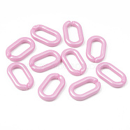 Opaque Acrylic Linking Rings, Quick Link Connectors, For Jewelry Cable Chains Making, Oval, Flamingo, 27x16x4mm, Inner Diameter: 19x8mm, about 490pcs/500g(OACR-S038-004B-A02)