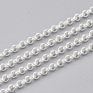 304 Stainless Steel Rolo Chains, Belcher Chain, Unwelded, with Spool, Silver Color Plated, 3x1mm, about 32.8 Feet(10m)/roll(CHS-T002-04C)