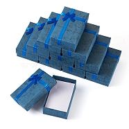 Rectangle Paper Jewelry Gift Boxes with Bowknot, Jewelry Organizer Case for Earrings, Bracelets, Rings Storage, Steel Blue, 8.1x5.15x2.9cm, Inner Diameter: 7.4x4.6cm(CON-TAC0010-79B)