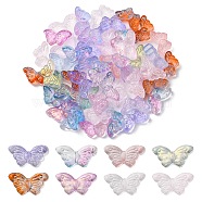 Transparent Spray Painted Glass Beads, Butterfly, Mixed Color, 8x15x4.5mm, Hole: 1mm(GLAA-YW0001-56)