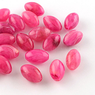 Oval Imitation Gemstone Acrylic Beads, Deep Pink, 20x12mm, Hole: 2.5mm, about 65pcs/126g(OACR-R026-10)
