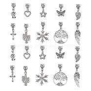 50Pcs 10 Styles Tibetan Style Alloy European Dangle Charms, Large Hole Pendant, Butterfly & Wing & Heart, Mixed Shapes, Antique Silver, 22~38mm, Hole: 4.6mm, 5pcs/style(PALLOY-CJ0002-74)