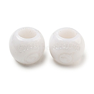 Opaque Acrylic European Beads, Large Hole Beads, Rondelle, White, 12x9.5mm, Hole: 6mm, about 780pcs/500g(SACR-L007-023A)