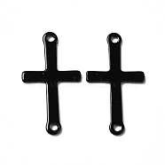 Spray Painted 201 Stainless Steel Connector Charms, Cross, Black, 23x12.5x0.5mm, Hole: 1.2mm(STAS-I672-18B)