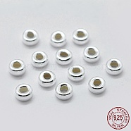 925 Sterling Silver Spacer Beads, Rondelle, Silver, 8x4.5mm, Hole: 3.5mm, about 10pcs/5g(STER-K171-39S-04)