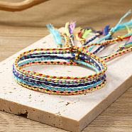 5Pcs 5 Colors Cotton Woven Braided Cord Bracelets Set, Adjustable Bohemian Ethnic Tribal Stackable Bracelets for Women, Royal Blue, Inner Diameter: 2-1/8~2-3/4 inch(5.3~7cm), 1Pc/color(PW-WG19598-03)
