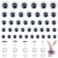 5 Style Craft Plastic Doll Eyes Stuffed Toy Eyes, Safety Eyes, Flat Round, Black, 10~23mm, 60sets/box(DIY-FH0005-04)