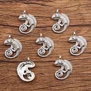 Tibetan Style Alloy Pendants, Antique Silver, Lizard, 26x19mm(PW-WG46742-05)