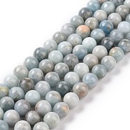 Natural Aquamarine Beads Strands, Round, Grade AB+, 10mm, Hole: 1mm, about 40pcs/strand, 15.79''(40.1cm)(G-F641-02-10mm-01A)