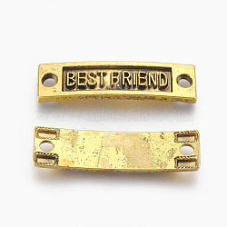 Tibetan Style Links for Friendship, Lead Free, Rectangle with Word Best Friend, Antique Golden, 9.5x35x2mm, Hole: 3mm(X-TIBE-4270-AG-LF)