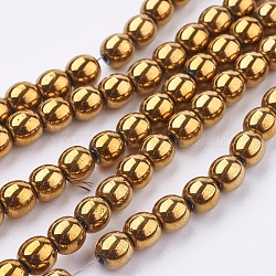 Non-magnetic Synthetic Hematite Beads Strands, Grade A, Round, Golden Plated, 6mm, Hole: 1.5~2mm, about 65~70pcs/strand(X-G-S096-6mm-2)