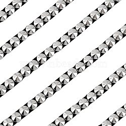 2.5 Yards Hot Fix 304 Stainless Steel Spike Stud Nailhead Trim, Iron on Nailhead Ribbon, with PU Leather Base, Stainless Steel Color, 8x4.5mm(DIY-FG0003-32)