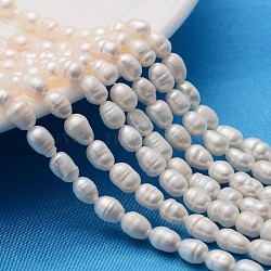 Grade AA Natural Cultured Freshwater Pearl Strands, Idea for Mother's Day Gift, Rice Beads, White, 4~5mm, Hole: 0.8mm, about 50~55pcs/strand, 13.7 inch(X-A23WM011)