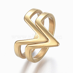 304 Stainless Steel Finger Rings, Wide Band Rings, Size 6~9, Golden, 16~19mm(RJEW-E153-22G)