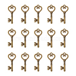 Tibetan Style Alloy Pendants, Antique Bronze, Cadmium Free & Nickel Free & Lead Free, Skeleton Key, about 46.5mm long, 18mm wide, 4mm thick, hole: 3mm(X-MLF1312Y-NF)