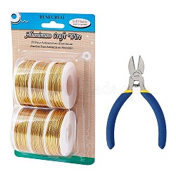 DIY Jewelry Kits, with Aluminum Wire and Iron Side Cutting Pliers, Yellow, 1mm, about 23m/roll, 6rolls/set(DIY-BC0011-39F)