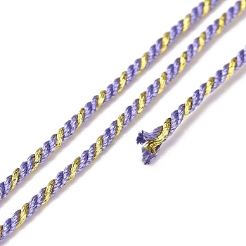 Polycotton Filigree Cord, Braided Rope, with Plastic Reel, for Wall Hanging, Crafts, Gift Wrapping, Medium Purple, 1.2mm, about 27.34 Yards(25m)/Roll