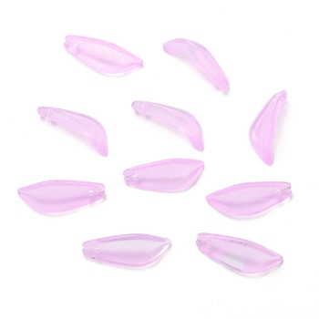 Transparent Glass Pendants, Petaline, Pearl Pink, 21.5x8x5mm, Hole: 1mm