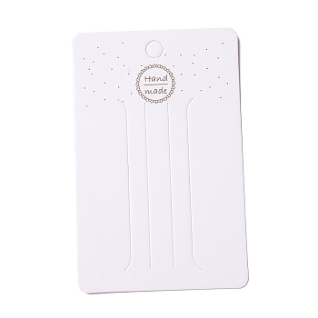 Paper Hair Clip Display Cards, Rectangle with Word Handmade, White, 11x7x0.03cm, Hole: 8mm