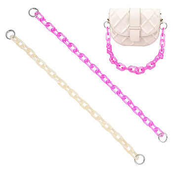 WADORN 2Pcs 2 Colors Acrylic Cable Chain Bag Handles, with Alloy Spring Gate Rings, Mixed Color, 61cm, 1pc/color
