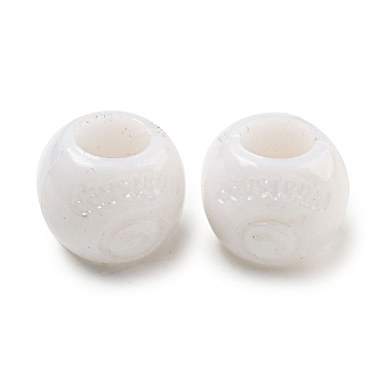 Opaque Acrylic European Beads, Large Hole Beads, Rondelle, White, 12x9.5mm, Hole: 6mm, about 780pcs/500g