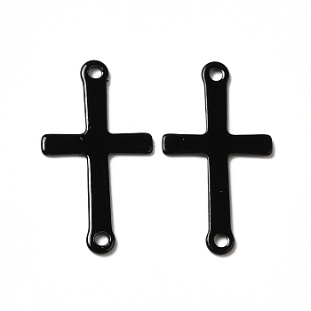 Spray Painted 201 Stainless Steel Connector Charms, Cross, Black, 23x12.5x0.5mm, Hole: 1.2mm