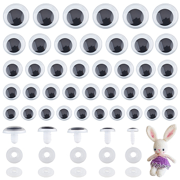 5 Style Craft Plastic Doll Eyes Stuffed Toy Eyes, Safety Eyes, Flat Round, Black, 10~23mm, 60sets/box