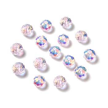 Glass Imitation Austrian Crystal Beads, Faceted, Rondelle, Pearl Pink, 8x6mm, Hole: 1mm