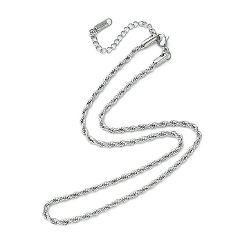 304 Stainless Steel Rope Chain Necklace for Men Women, Stainless Steel Color, 15.98 inch(40.6cm)