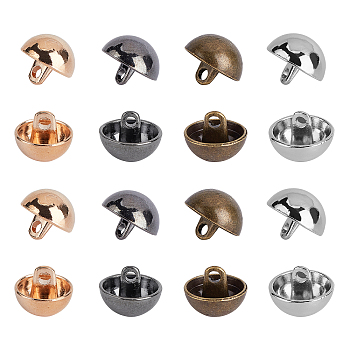Alloy Shank Buttons, 1-Hole, Dome/Half Round, Mixed Color, 12.5x10mm, Hole: 1.5mm, 80pcs/box